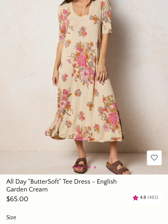 NATURAL LIFE Dresses & Skirts - NATURAL LIFE Cream Maxi Dress with Pink Floral Print